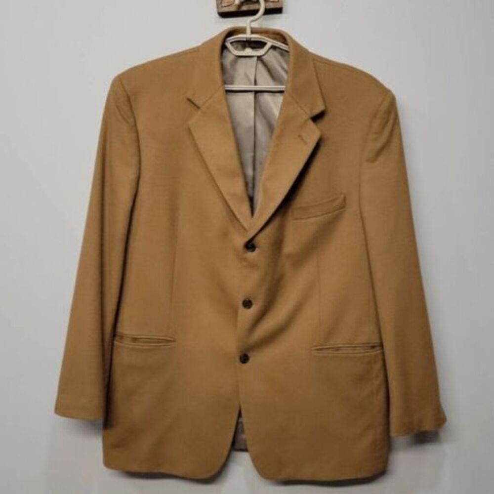 Etienne Aigner Blazer Men 46L Brown Cashmere Blend 3 Button Old Money Academia
